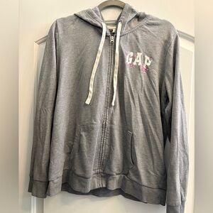 GAP Heather Gray Hoodie with Floral Logo